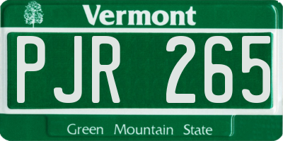 VT license plate PJR265