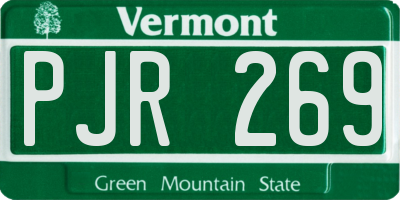 VT license plate PJR269