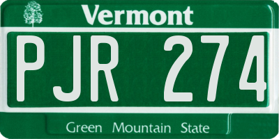 VT license plate PJR274