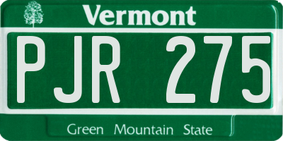 VT license plate PJR275