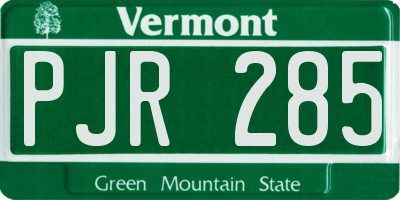 VT license plate PJR285