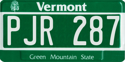 VT license plate PJR287
