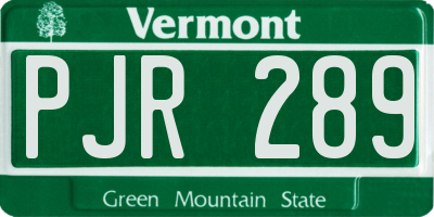 VT license plate PJR289