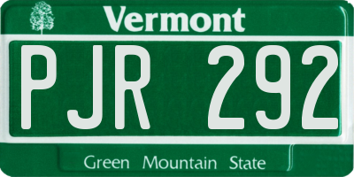 VT license plate PJR292