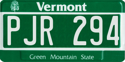 VT license plate PJR294