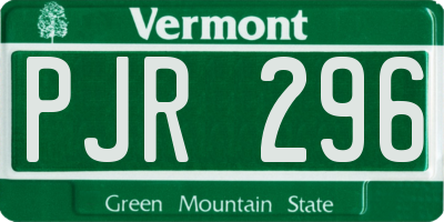 VT license plate PJR296