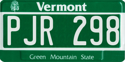 VT license plate PJR298