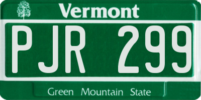VT license plate PJR299
