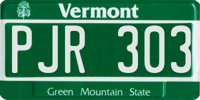 VT license plate PJR303