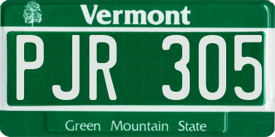 VT license plate PJR305