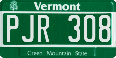 VT license plate PJR308