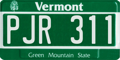 VT license plate PJR311