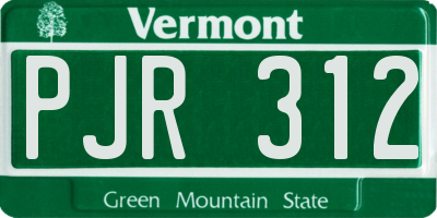 VT license plate PJR312