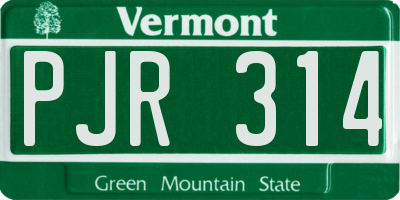 VT license plate PJR314