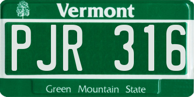VT license plate PJR316
