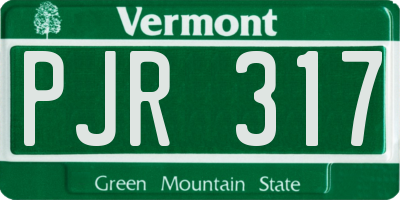 VT license plate PJR317