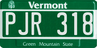 VT license plate PJR318