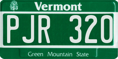 VT license plate PJR320