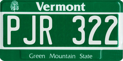 VT license plate PJR322