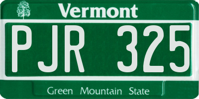 VT license plate PJR325