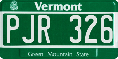 VT license plate PJR326