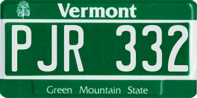 VT license plate PJR332