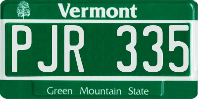 VT license plate PJR335