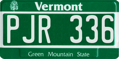 VT license plate PJR336