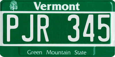 VT license plate PJR345
