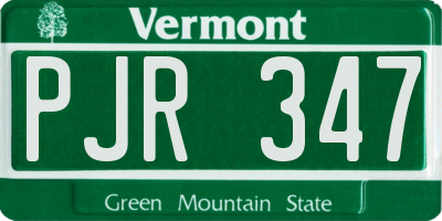 VT license plate PJR347