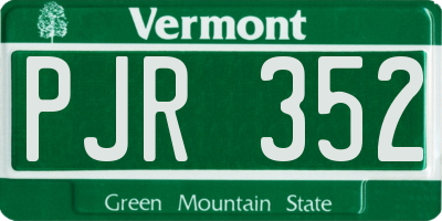 VT license plate PJR352