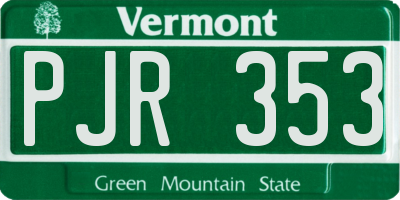 VT license plate PJR353
