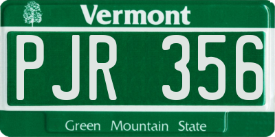VT license plate PJR356