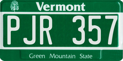 VT license plate PJR357