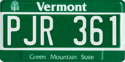 VT license plate PJR361