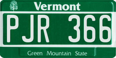 VT license plate PJR366