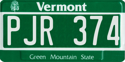 VT license plate PJR374