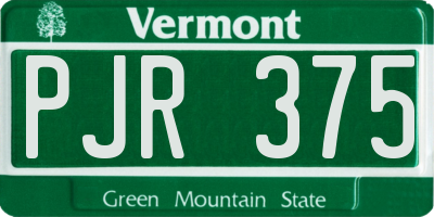 VT license plate PJR375
