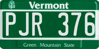 VT license plate PJR376