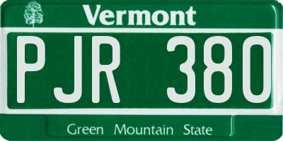 VT license plate PJR380