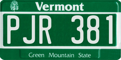 VT license plate PJR381
