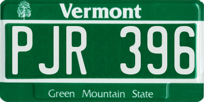 VT license plate PJR396