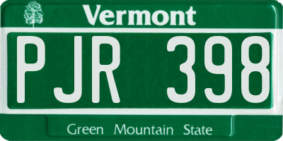 VT license plate PJR398