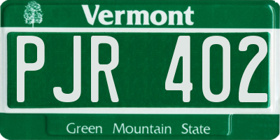 VT license plate PJR402