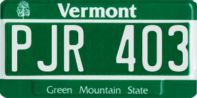 VT license plate PJR403