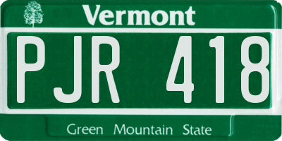 VT license plate PJR418