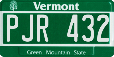 VT license plate PJR432