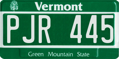 VT license plate PJR445