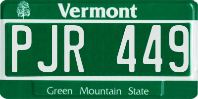 VT license plate PJR449