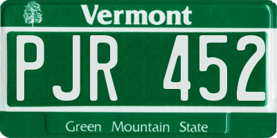 VT license plate PJR452
